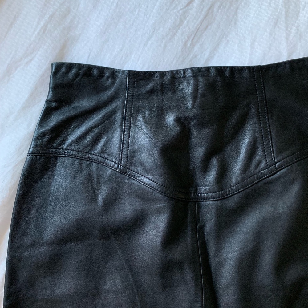 Midi black leather skirt - EXPRESS